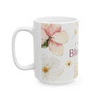 'I Receive Blessings' Floral Ceramic Mug