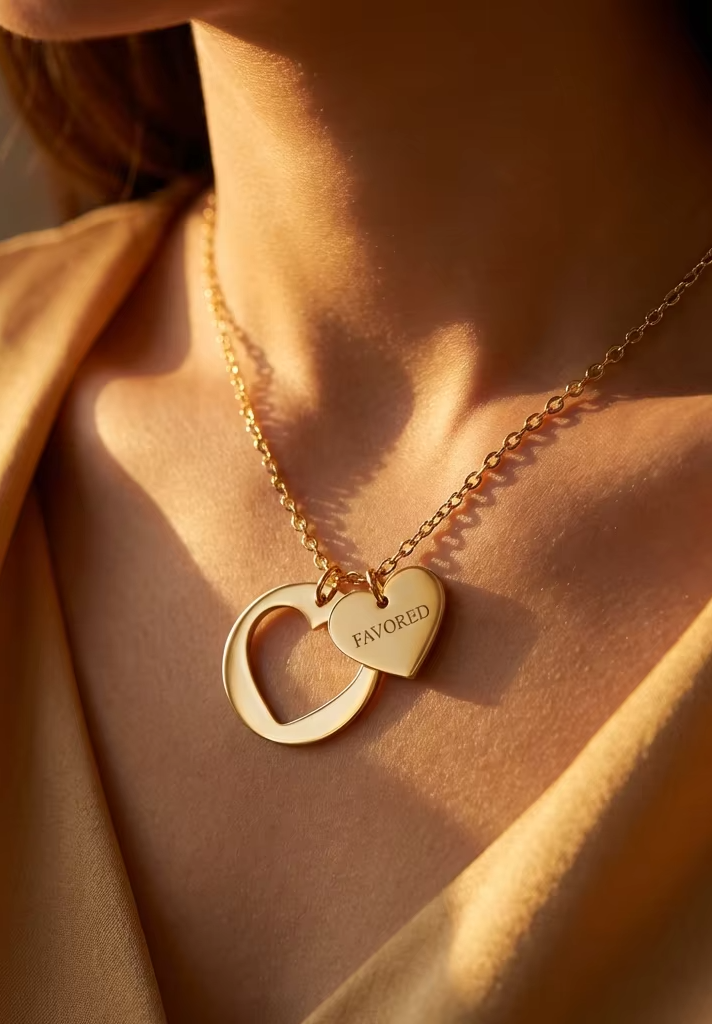 "FAVORED" Elegant Engraved Rose Gold Pendant Necklace