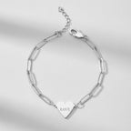 “LOVE” Stainless Steel Paperclip Heart Bracelet