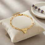 "FAITH" Gold Paperclip Heart Bracelet