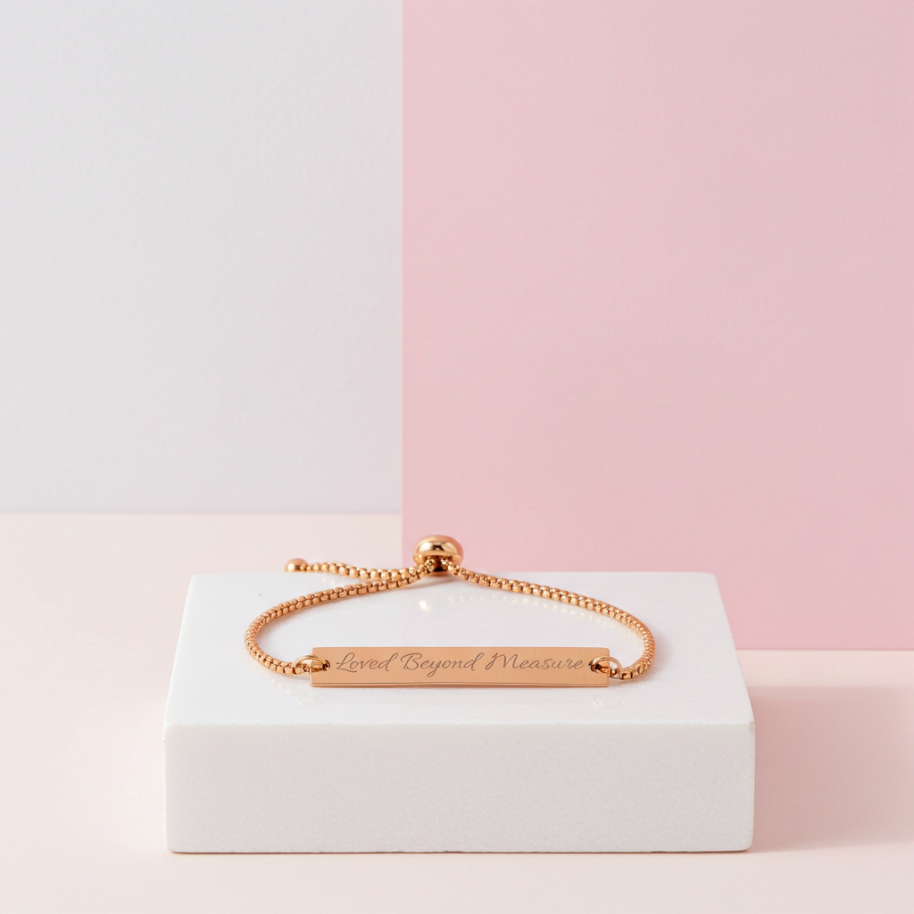 “Loved Beyond Measure” Rose Gold Bar Bracelet