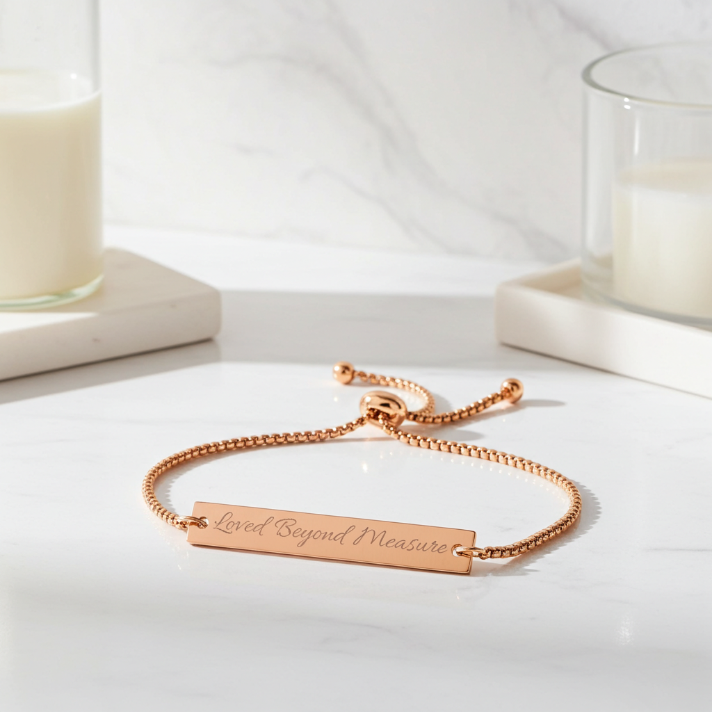 “Loved Beyond Measure” Rose Gold Bar Bracelet