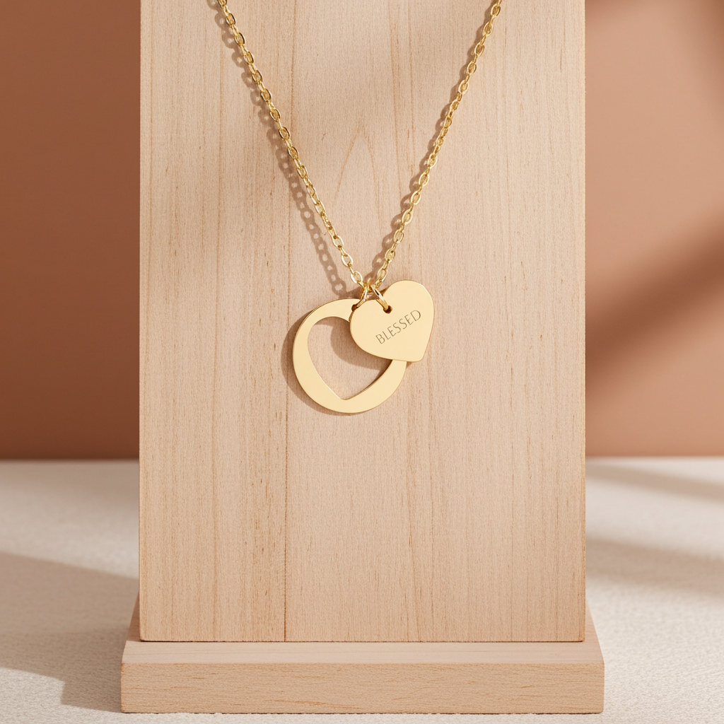 “BLESSED” Gold Pendant Necklace