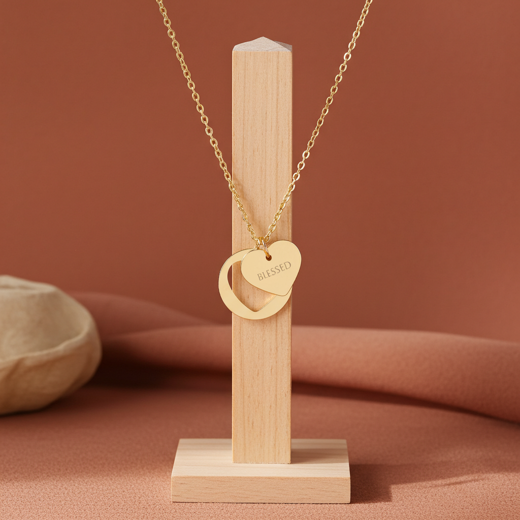 “BLESSED” Gold Pendant Necklace
