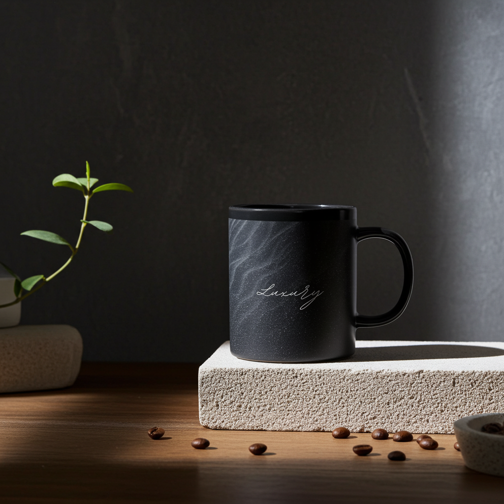 "Luxury" Black Sparkling Wave Mug