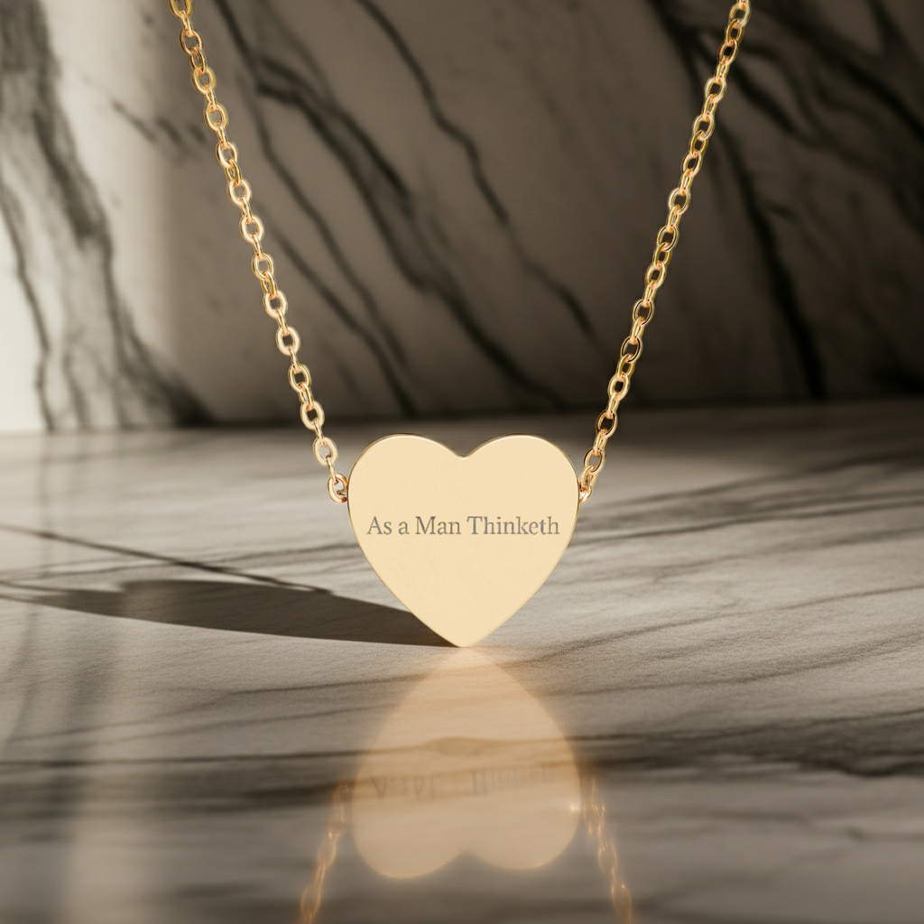 “As a Man Thinketh” Gold Heart Necklace