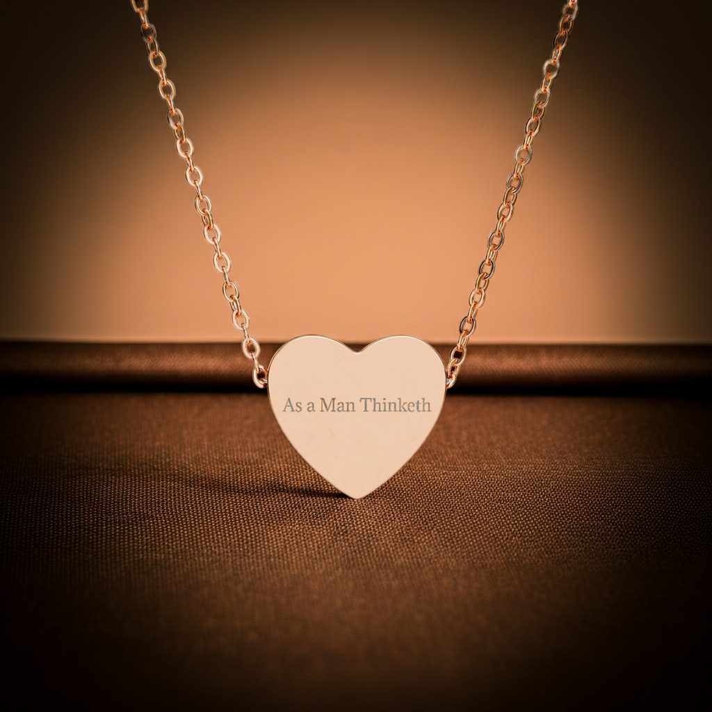 “As a Man Thinketh” Rose Gold Heart Necklace