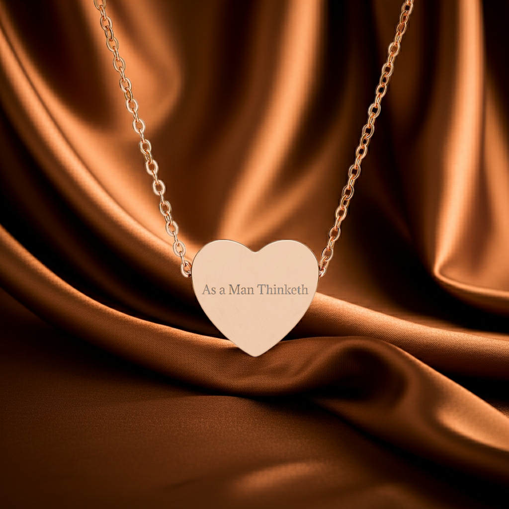 “As a Man Thinketh” Rose Gold Heart Necklace