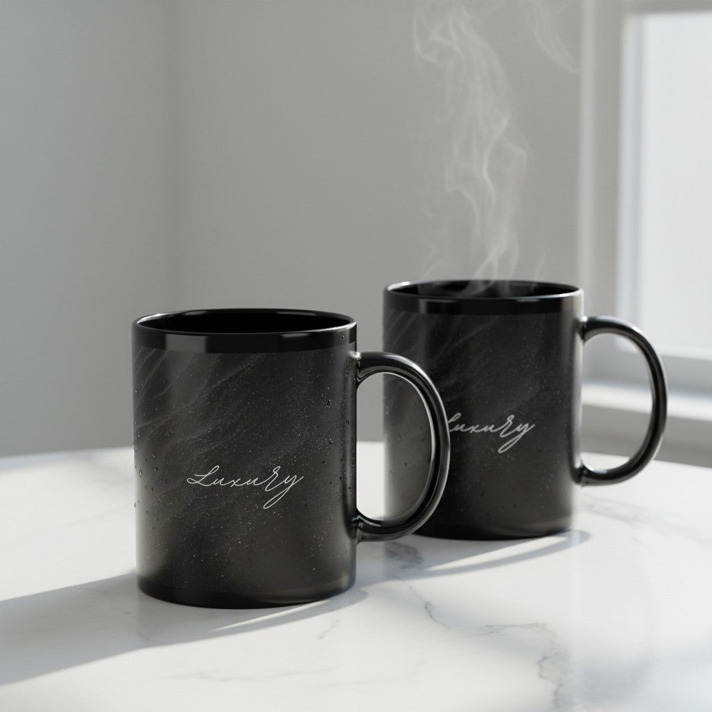 "Luxury" Black Sparkling Wave Mug