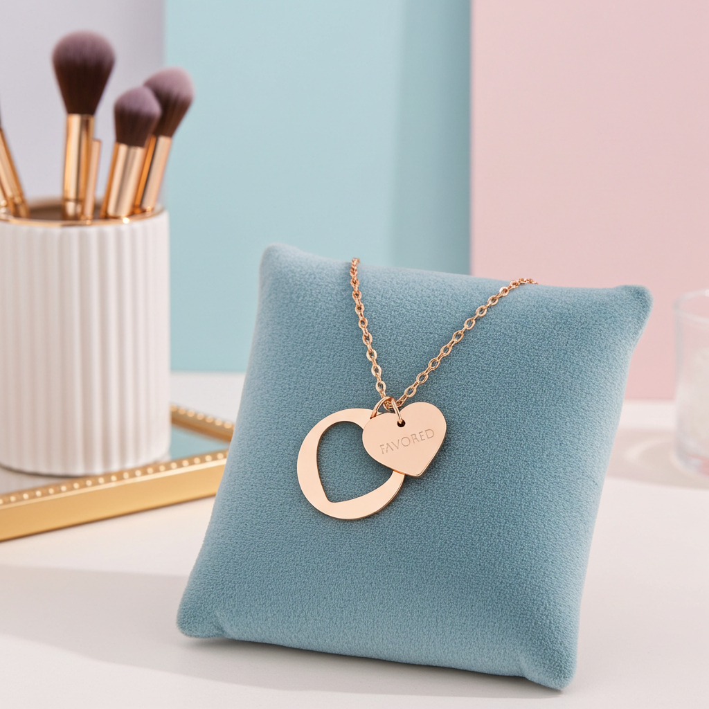 "FAVORED" Elegant Engraved Rose Gold Pendant Necklace