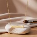 “Forever in My Heart” Timeless Gold Engraved Heart Bar Necklace