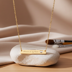 “Forever in My Heart” Timeless Gold Engraved Heart Bar Necklace