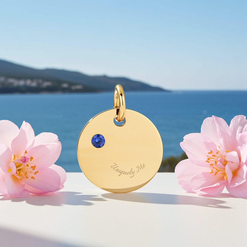 "Uniquely Me" Sapphire Gold Birthstone Charm