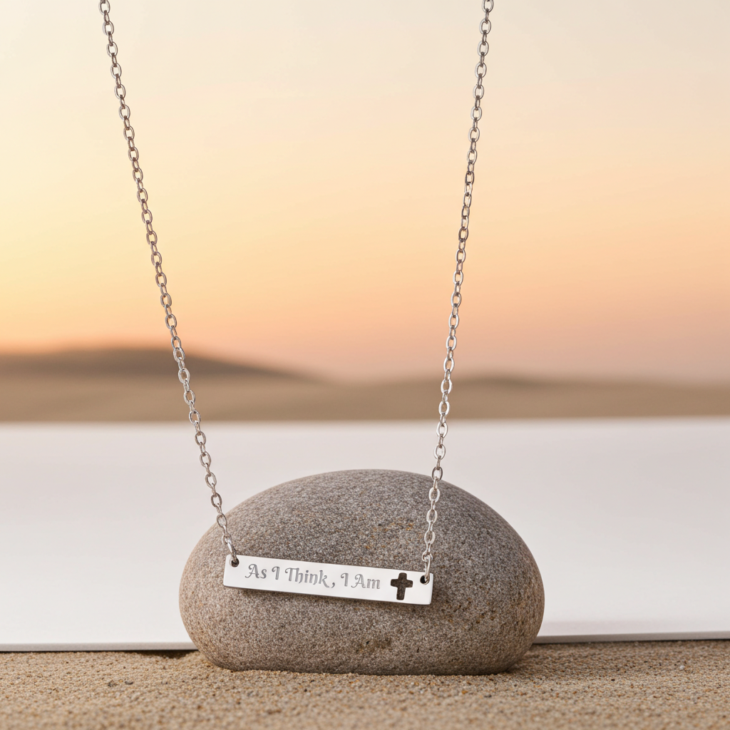 "As I Think, I Am" Cutout Cross Bar Necklace