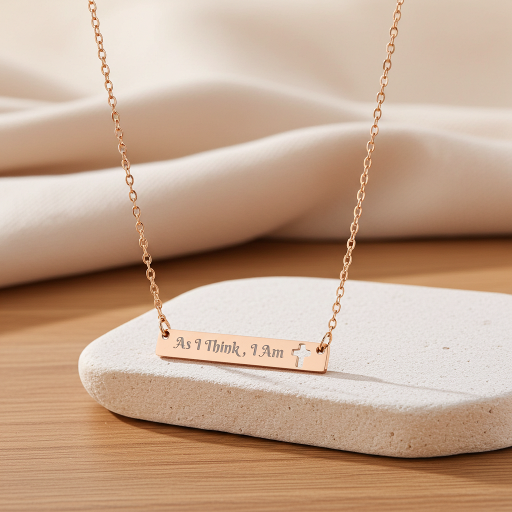 "As I Think, I Am" Cutout Cross Bar Necklace