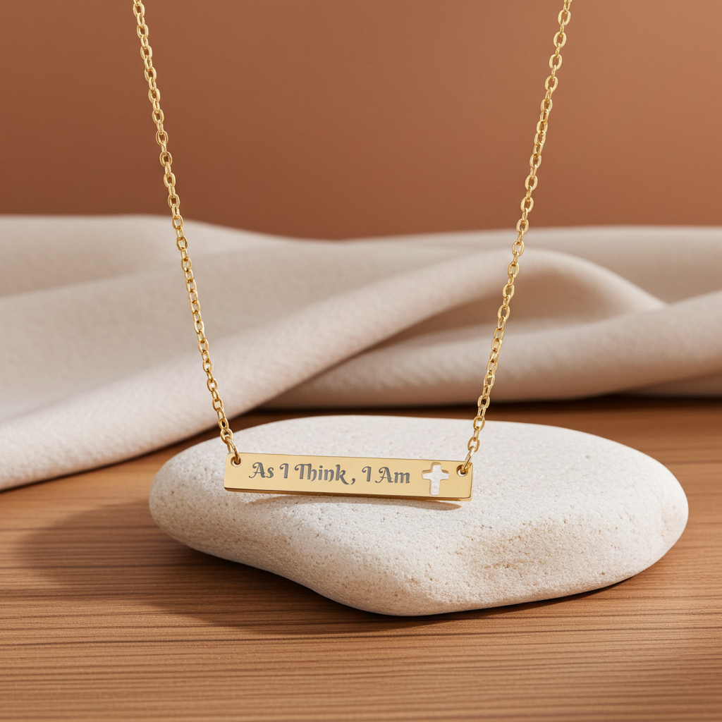 "As I Think, I Am" Cutout Cross Bar Necklace