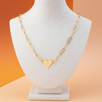 “FAITH” Engraved Minimalist Gold Heart Paperclip Necklace
