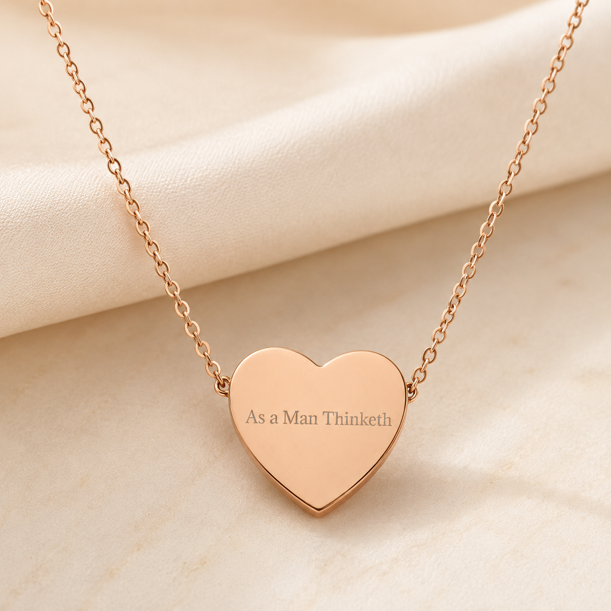 “As a Man Thinketh” Rose Gold Heart Necklace