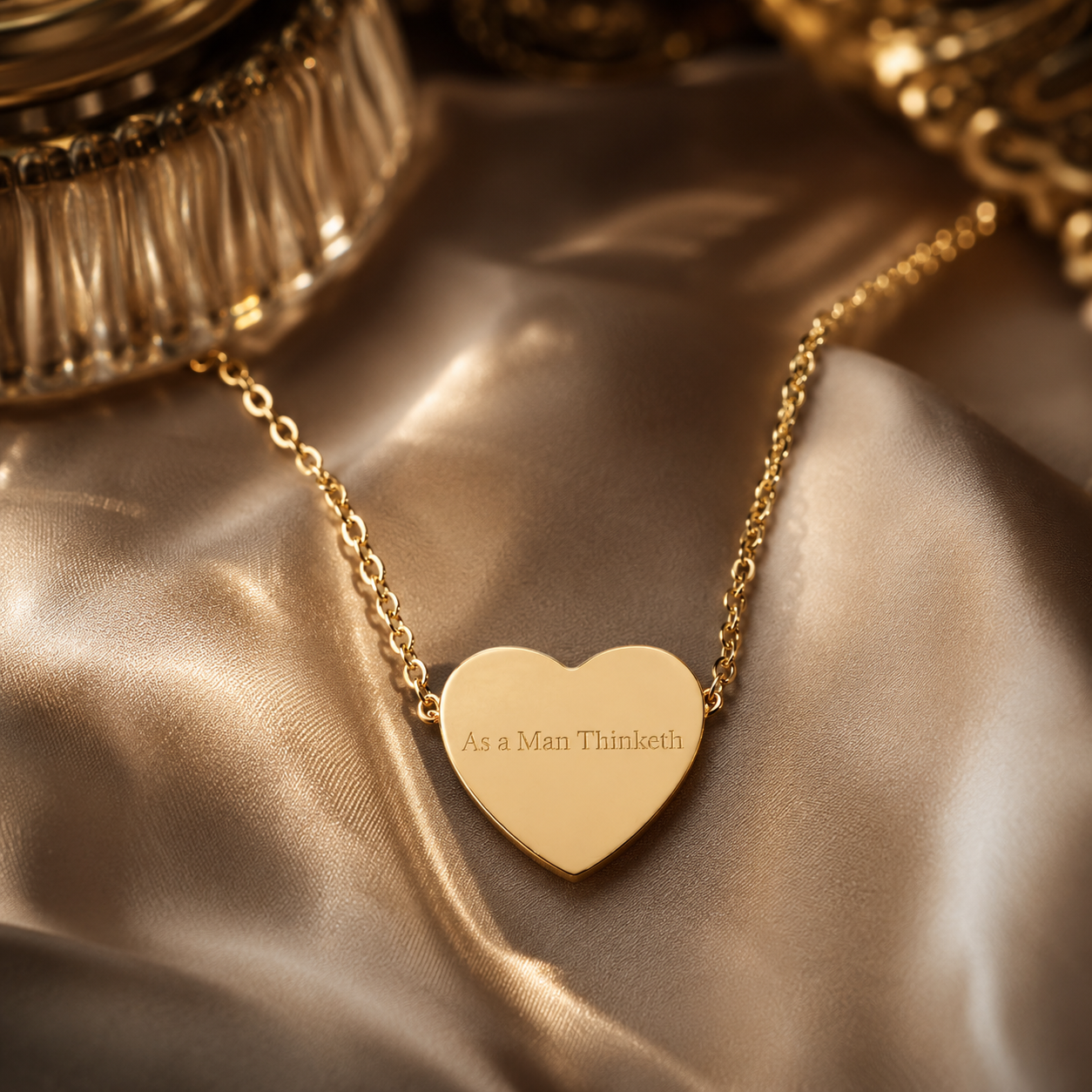 “As a Man Thinketh” Gold Heart Necklace