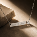 "God is Good" Stainless Steel Cutout Cross Bar Necklace