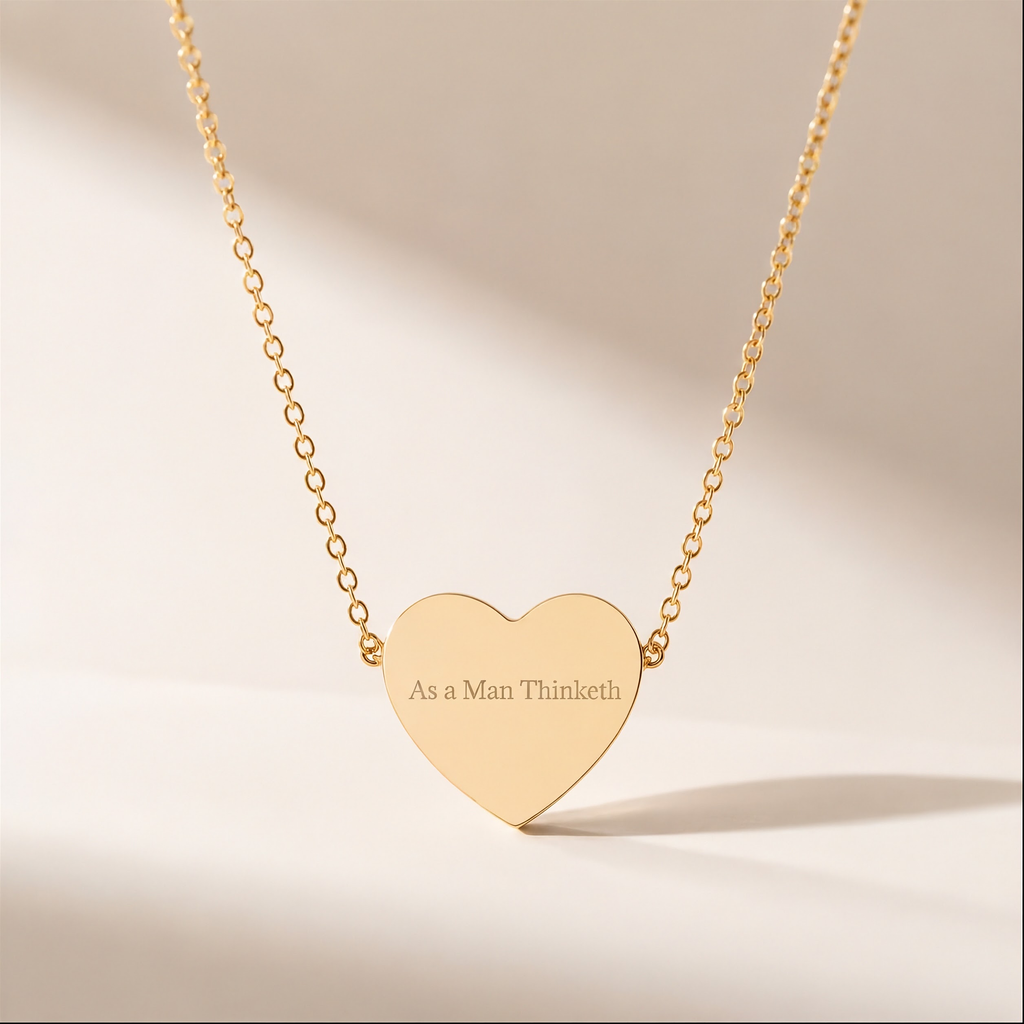 “As a Man Thinketh” Gold Heart Necklace