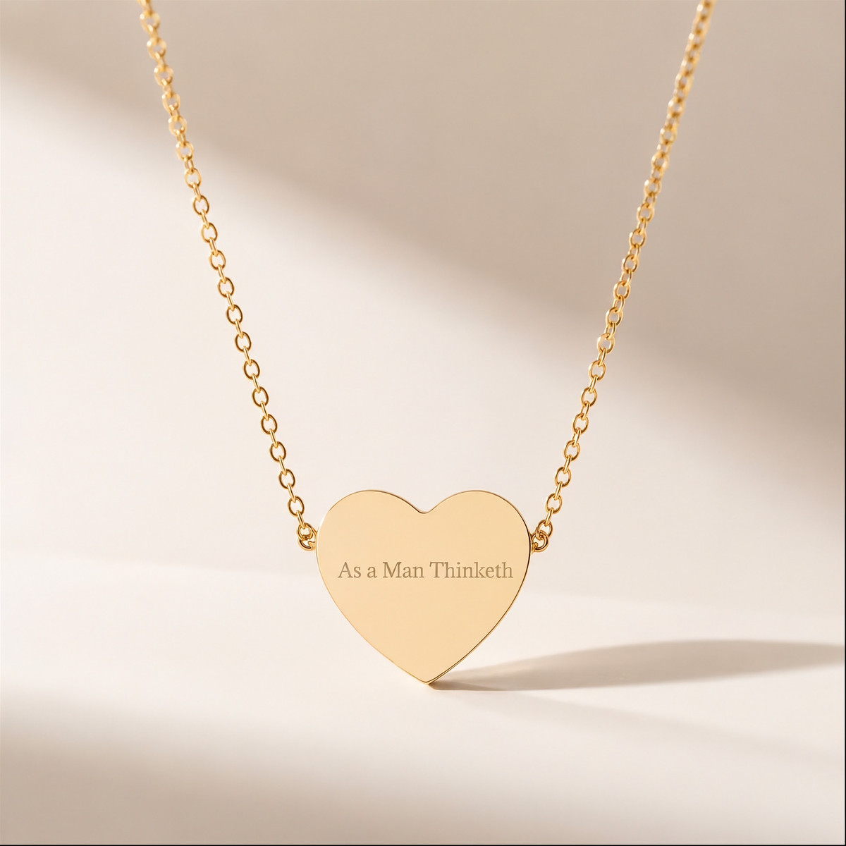 “As a Man Thinketh” Gold Heart Necklace