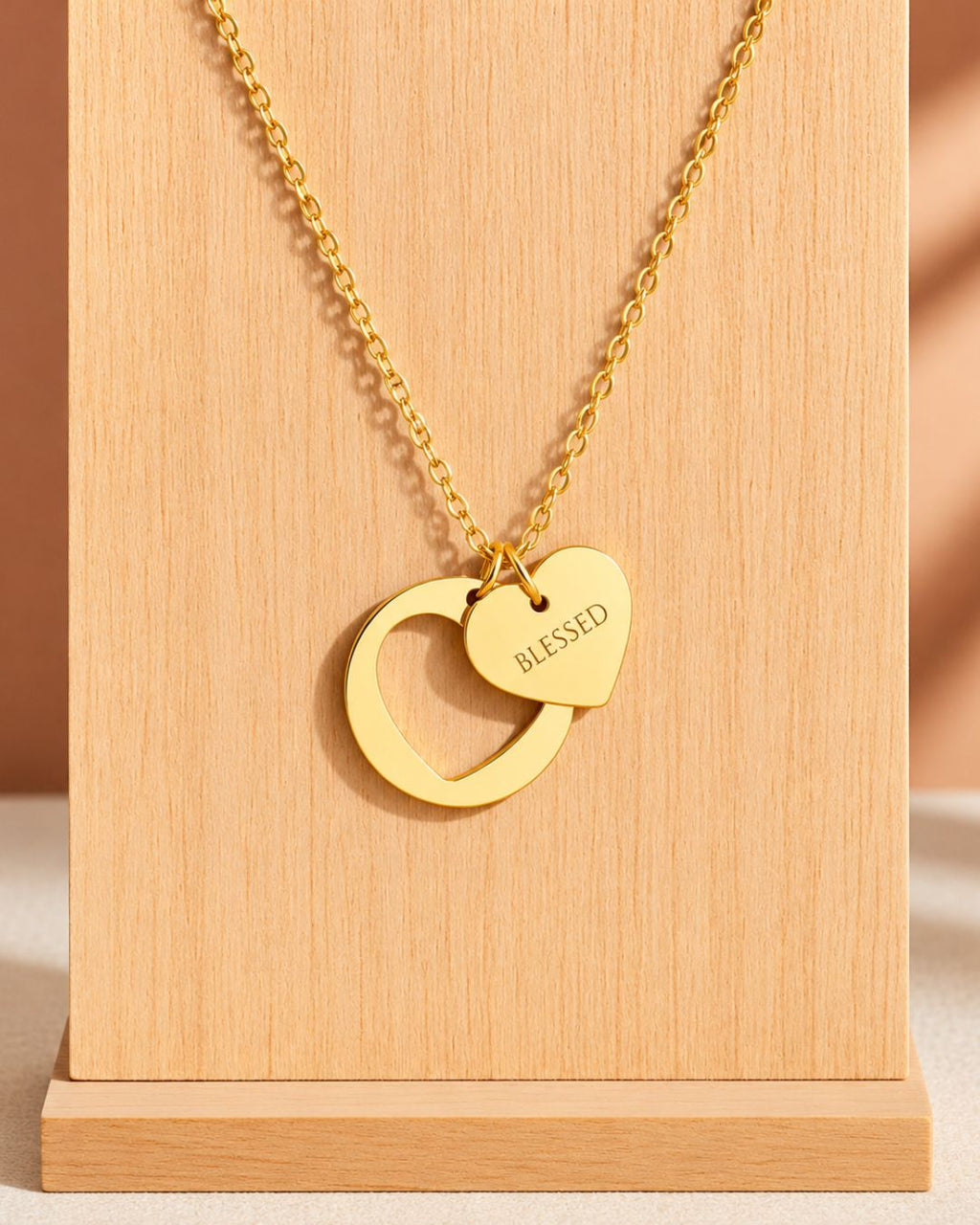 “BLESSED” Gold Pendant Necklace