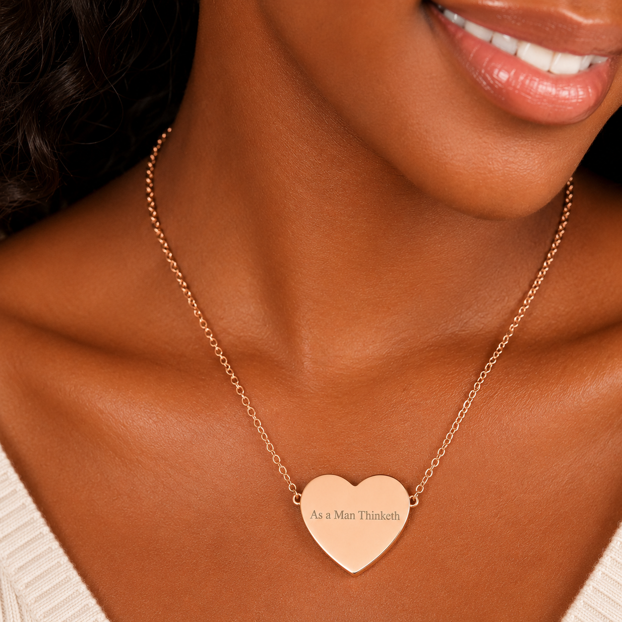 “As a Man Thinketh” Rose Gold Heart Necklace