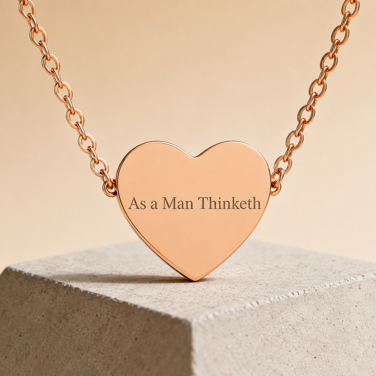 “As a Man Thinketh” Rose Gold Heart Necklace