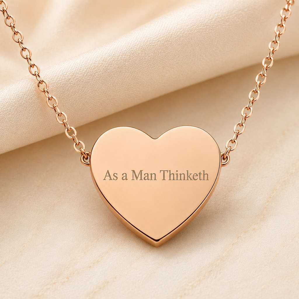 “As a Man Thinketh” Rose Gold Heart Necklace