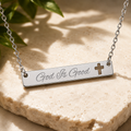 "God is Good" Stainless Steel Cutout Cross Bar Necklace