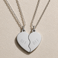 “BFF” Stainless Steel Split Heart Friendship Necklace Set
