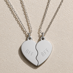 “BFF” Stainless Steel Split Heart Friendship Necklace Set