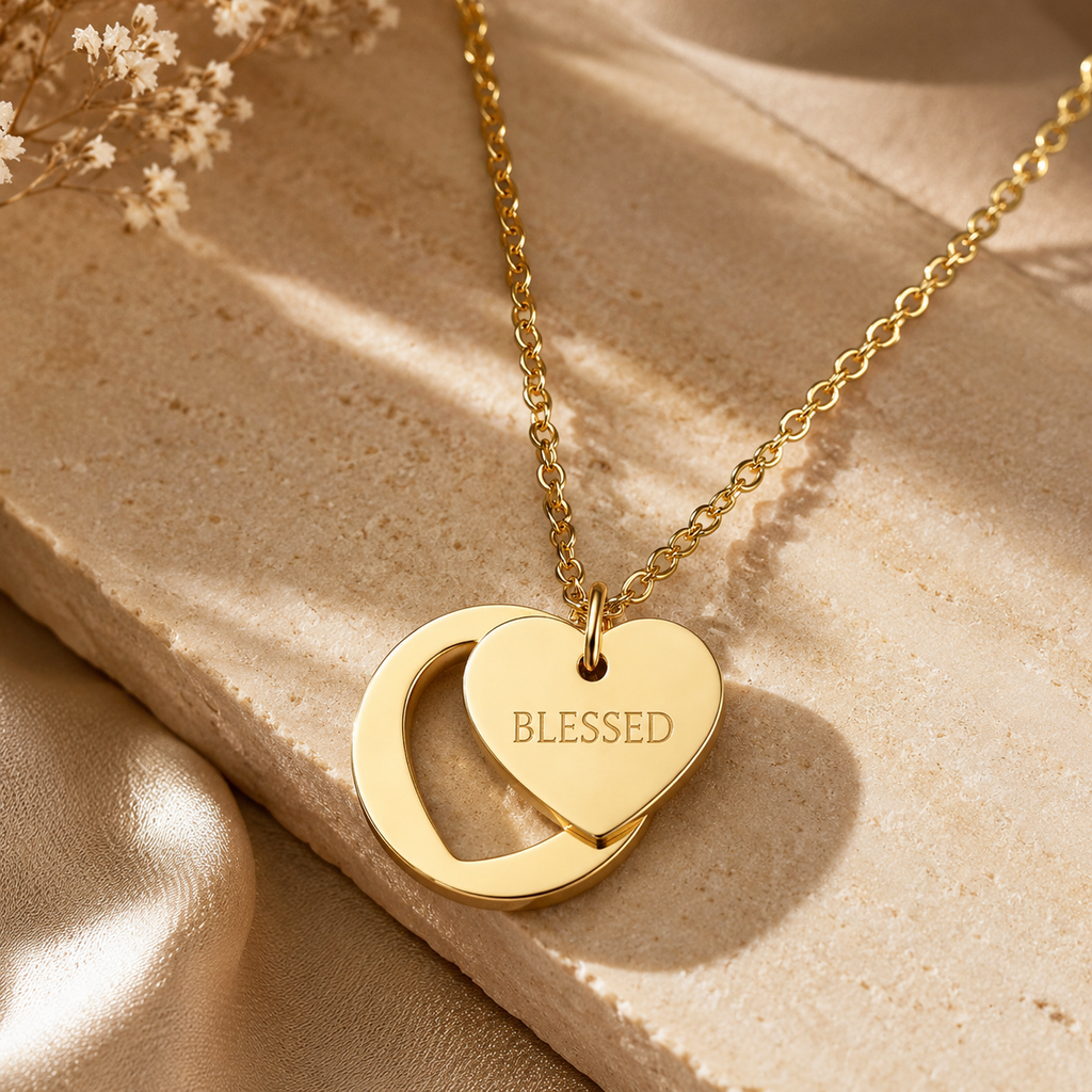 “BLESSED” Gold Pendant Necklace