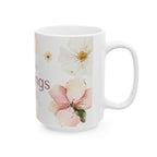 'I Receive Blessings' Floral Ceramic Mug