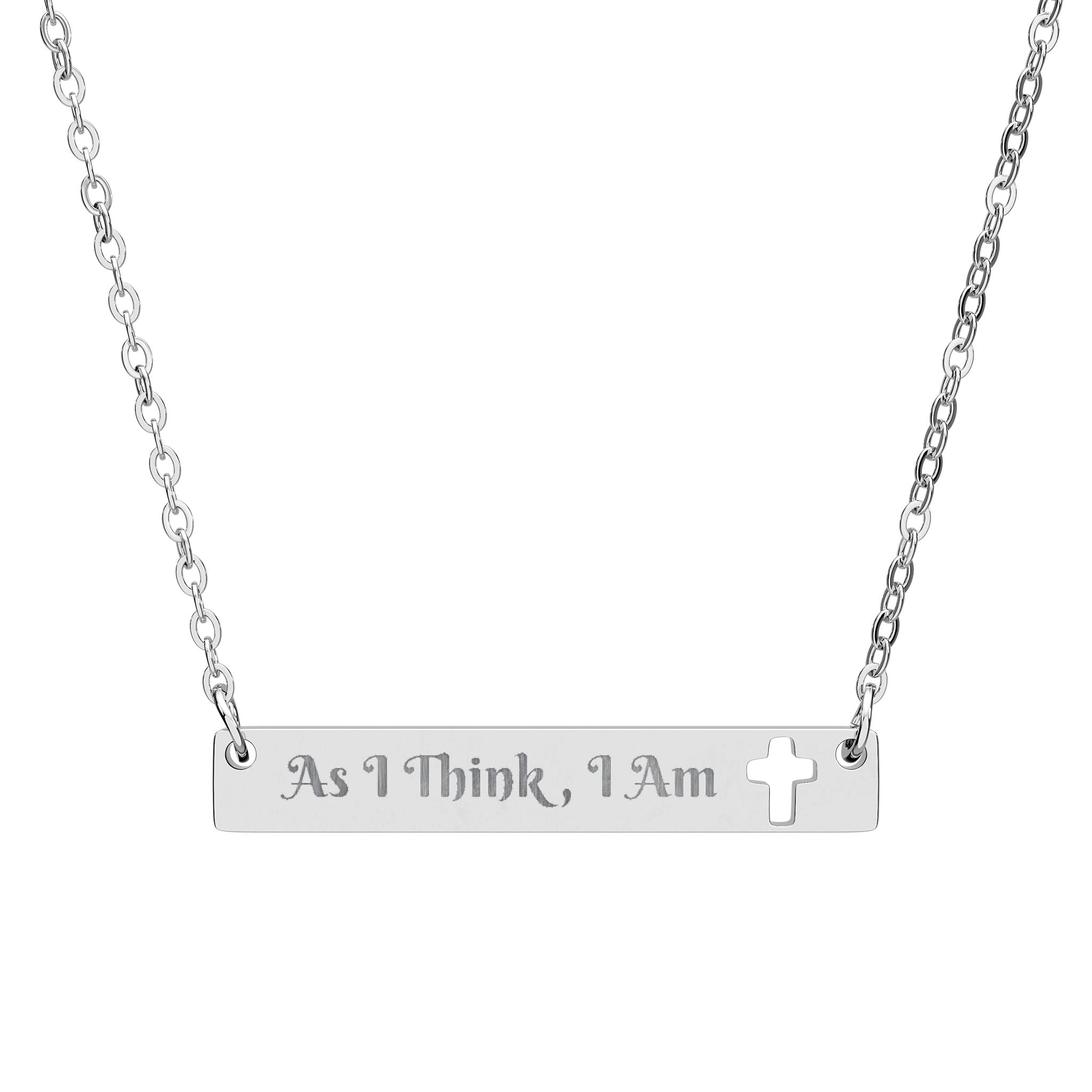 "As I Think, I Am" Cutout Cross Bar Necklace
