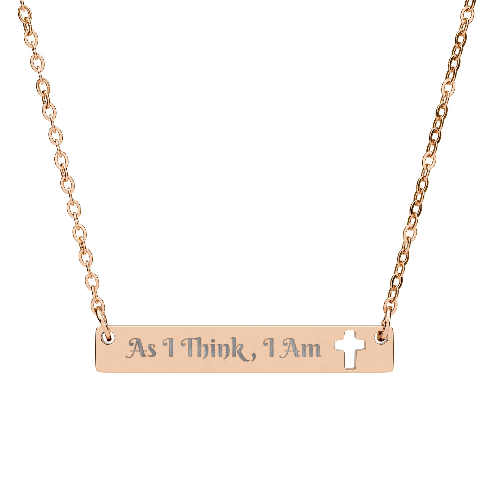 "As I Think, I Am" Cutout Cross Bar Necklace