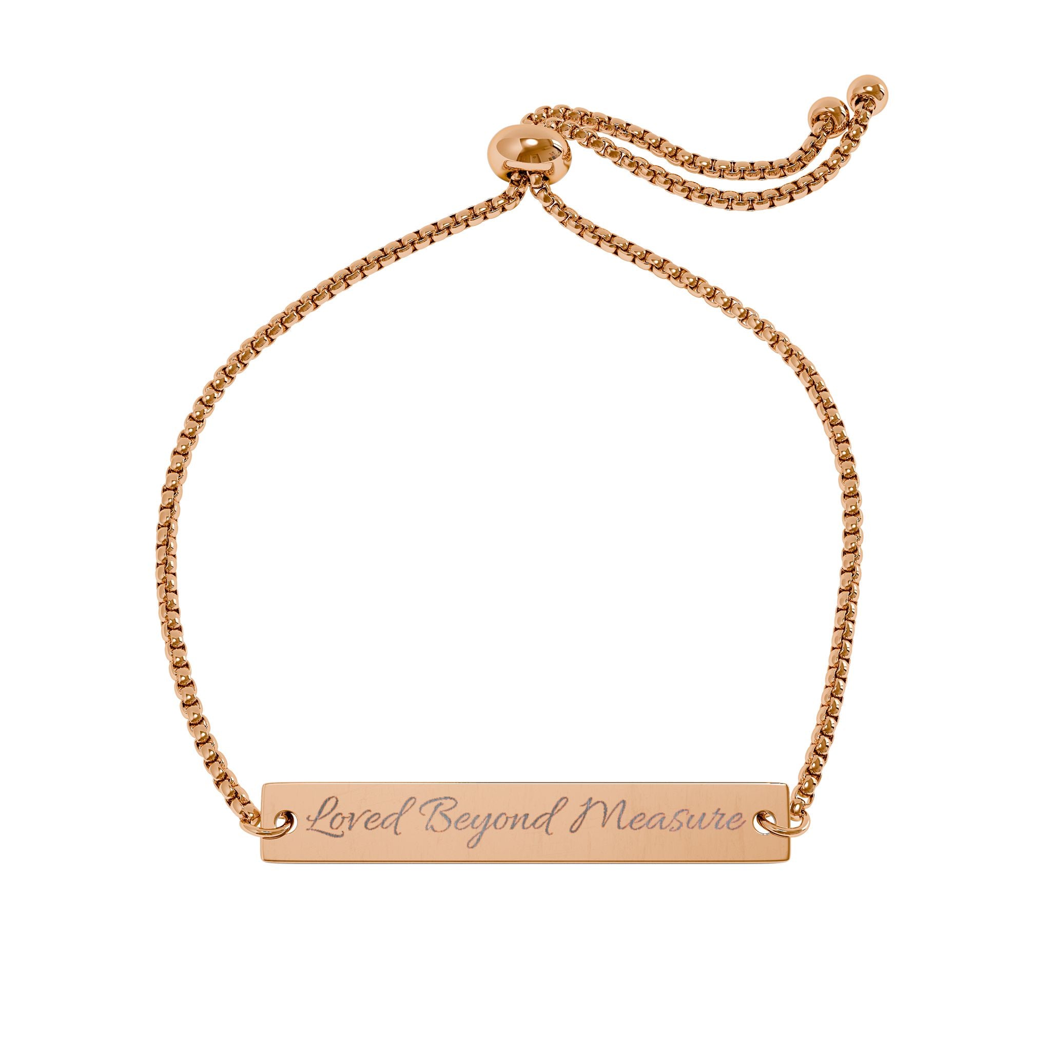 “Loved Beyond Measure” Rose Gold Bar Bracelet