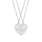 “BFF” Stainless Steel Split Heart Friendship Necklace Set
