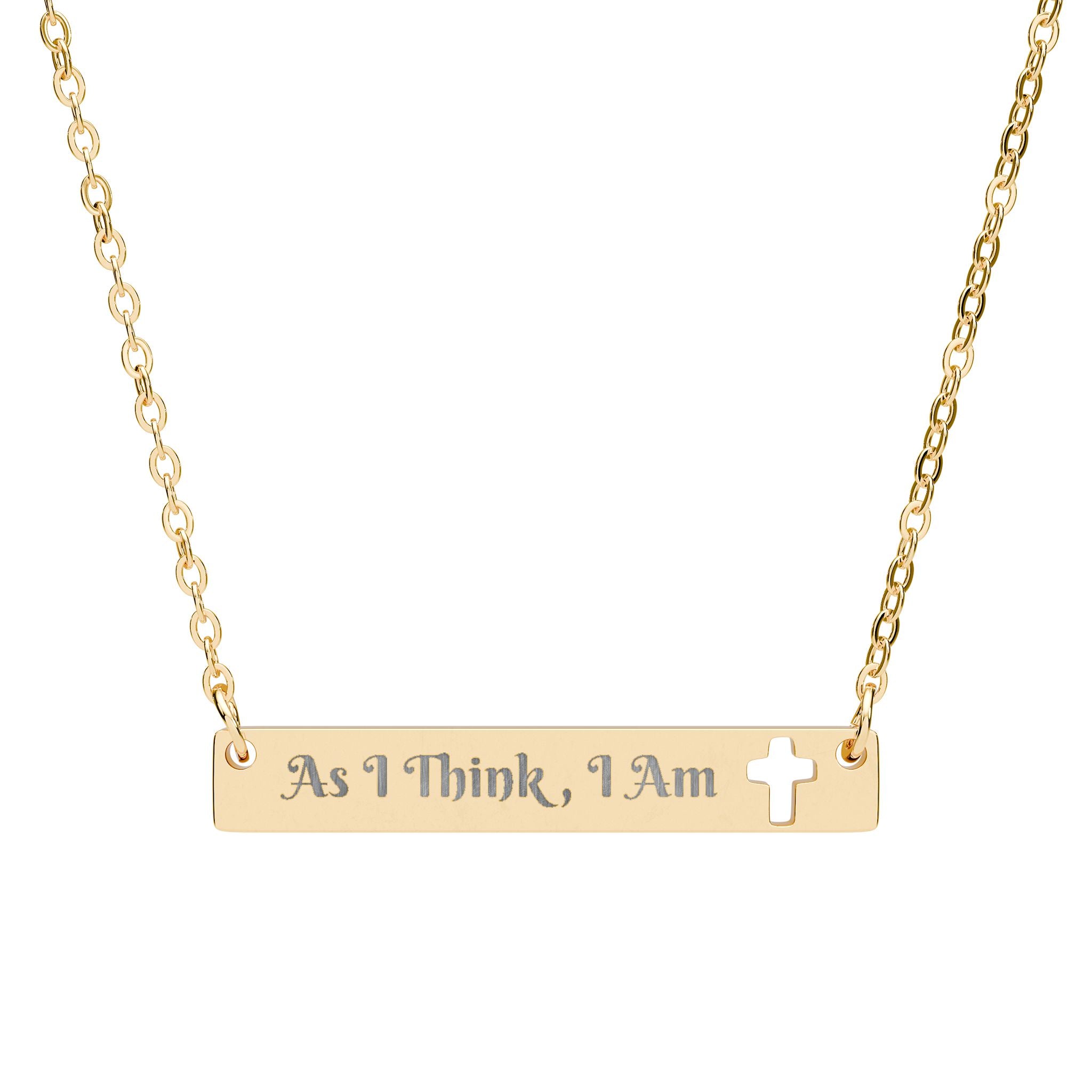 "As I Think, I Am" Cutout Cross Bar Necklace