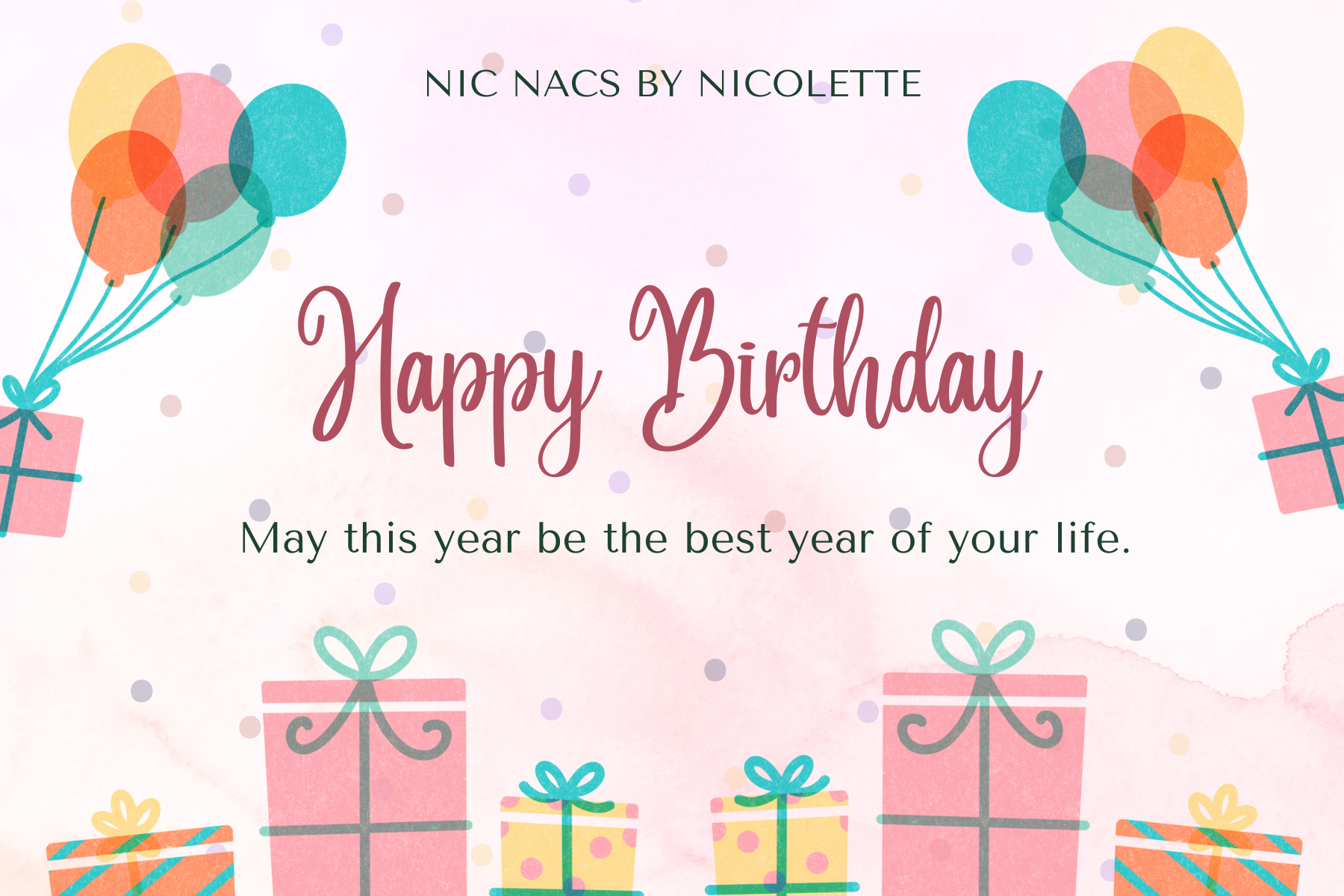 Pink Yellow and Teal Playful Happy Birthday eGift Card